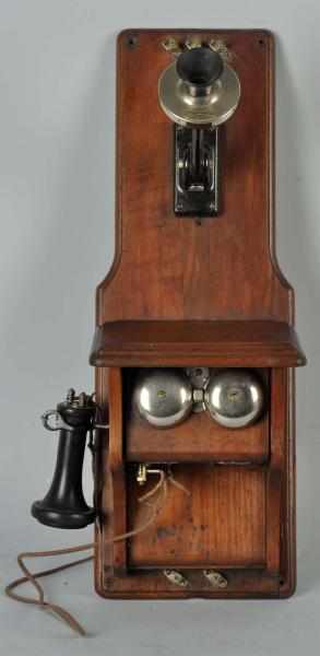 Appraisal: Western Electric Type Fiddleback Telephone Circa Walnut transmitter Western Electric