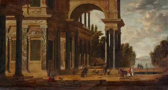 Appraisal: DELEN DIRCK VAN Heusden - Arnemuiden Architectural scene with figures