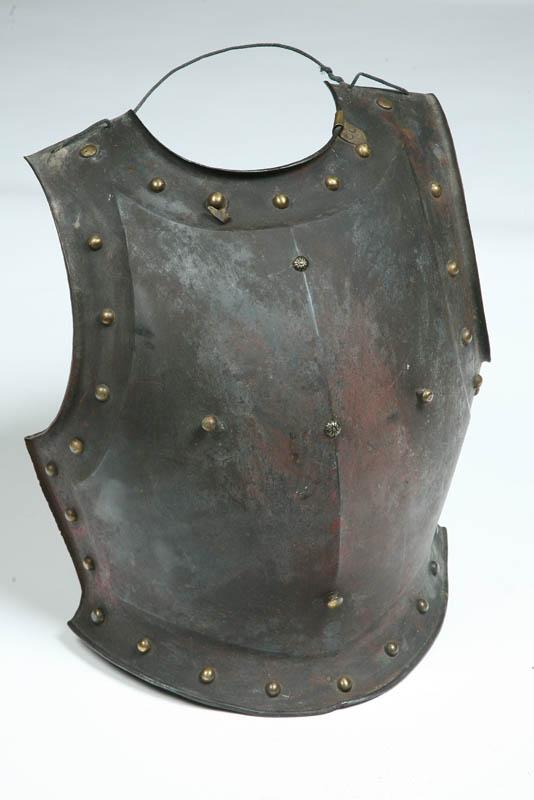 Appraisal: BREASTPLATE AND ACCOUTREMENTS European th century breastplate with brass bosses