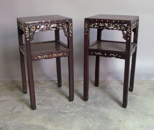 Appraisal: Pair of Chinese mother of pearl inlaid stands early th