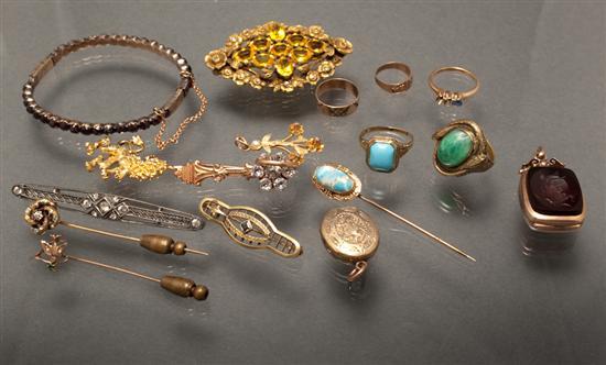 Appraisal: Assortment of Victorian jewelry comprising a lady's gold-filled and garnet