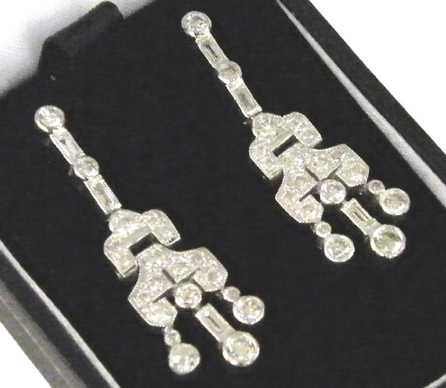 Appraisal: Pair of attractive Art Deco style white gold diamond set