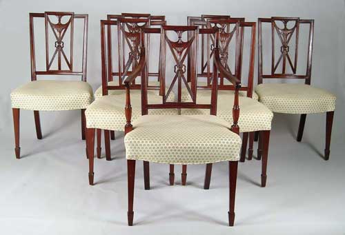 Appraisal: FINE SET OF BENCH MADE HEPPLEWHITE STYLE SHIELD BACK DINING