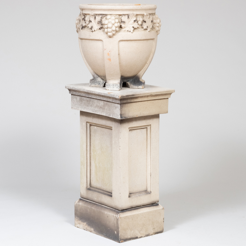 Appraisal: Lefcoware Glazed Stoneware Garden Urn on Pedestal Urn x in