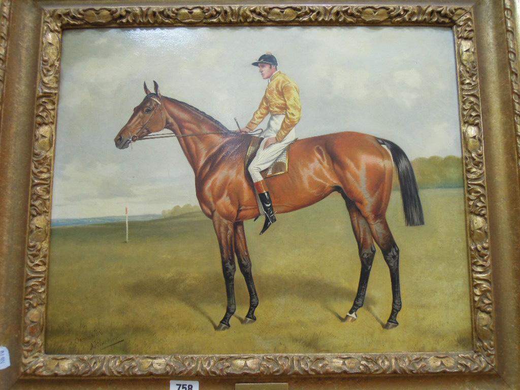 Appraisal: An oil painting on board of the race horse Ormonde