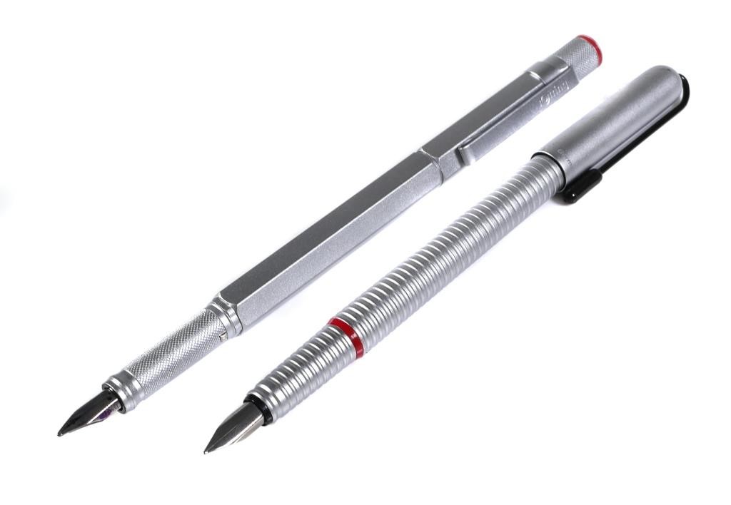 Appraisal: Two ROTRING Levenger silver fountain pens has fine nib Levenger