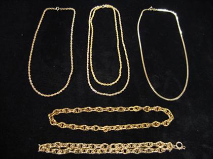 Appraisal: Assorted karat yellow gold neck chains and bracelets dwt