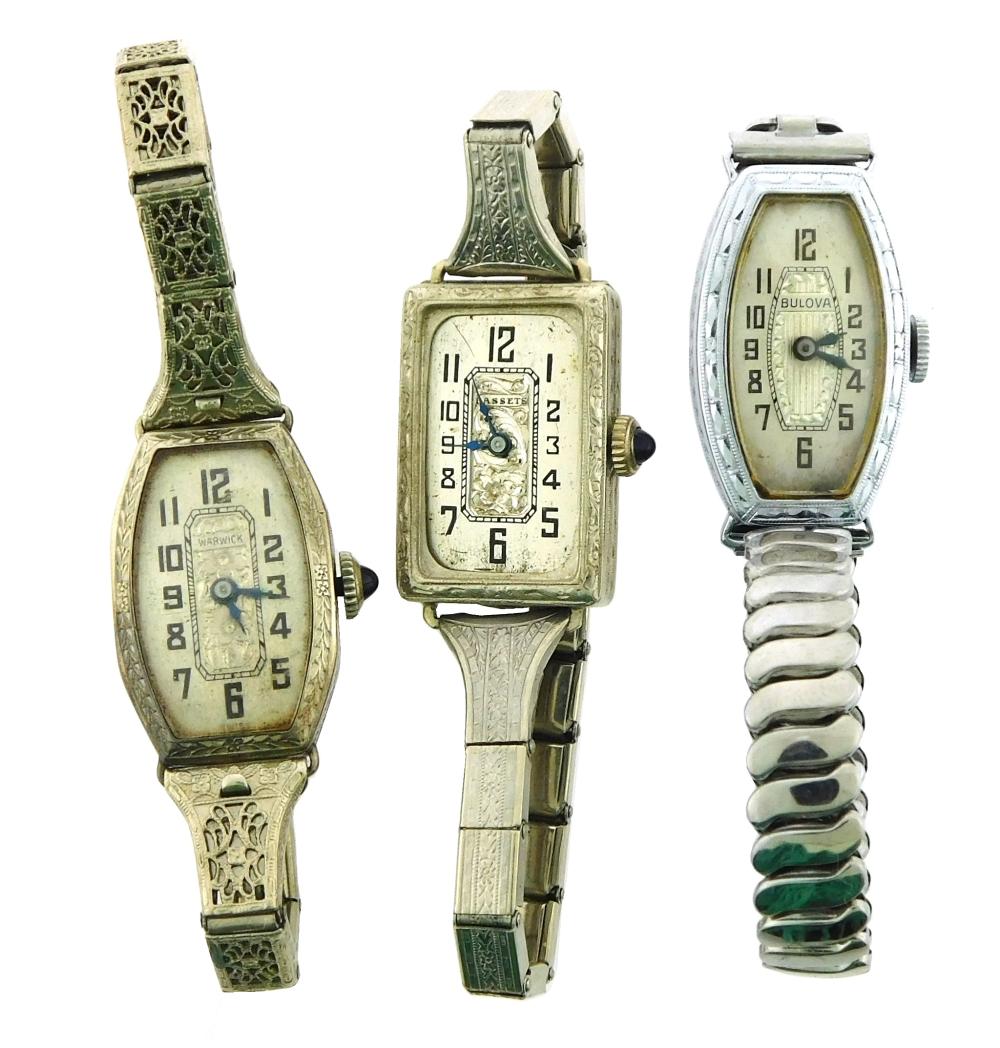 Appraisal: JEWELRY Three Vintage Women's Wristwatches The first stamped and tested