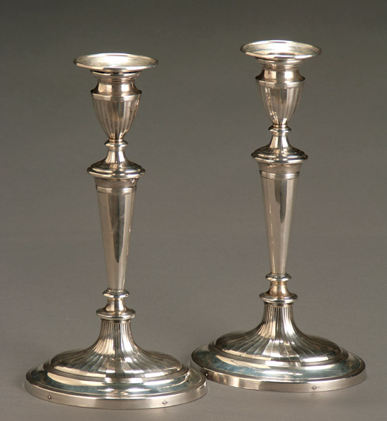 Appraisal: Pair of George III Weighted Silver Candlesticks George Ashworth Sheffield