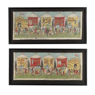 Appraisal: Pair of Rare Schoenhut Humpty chromolithographs printed on cloth early