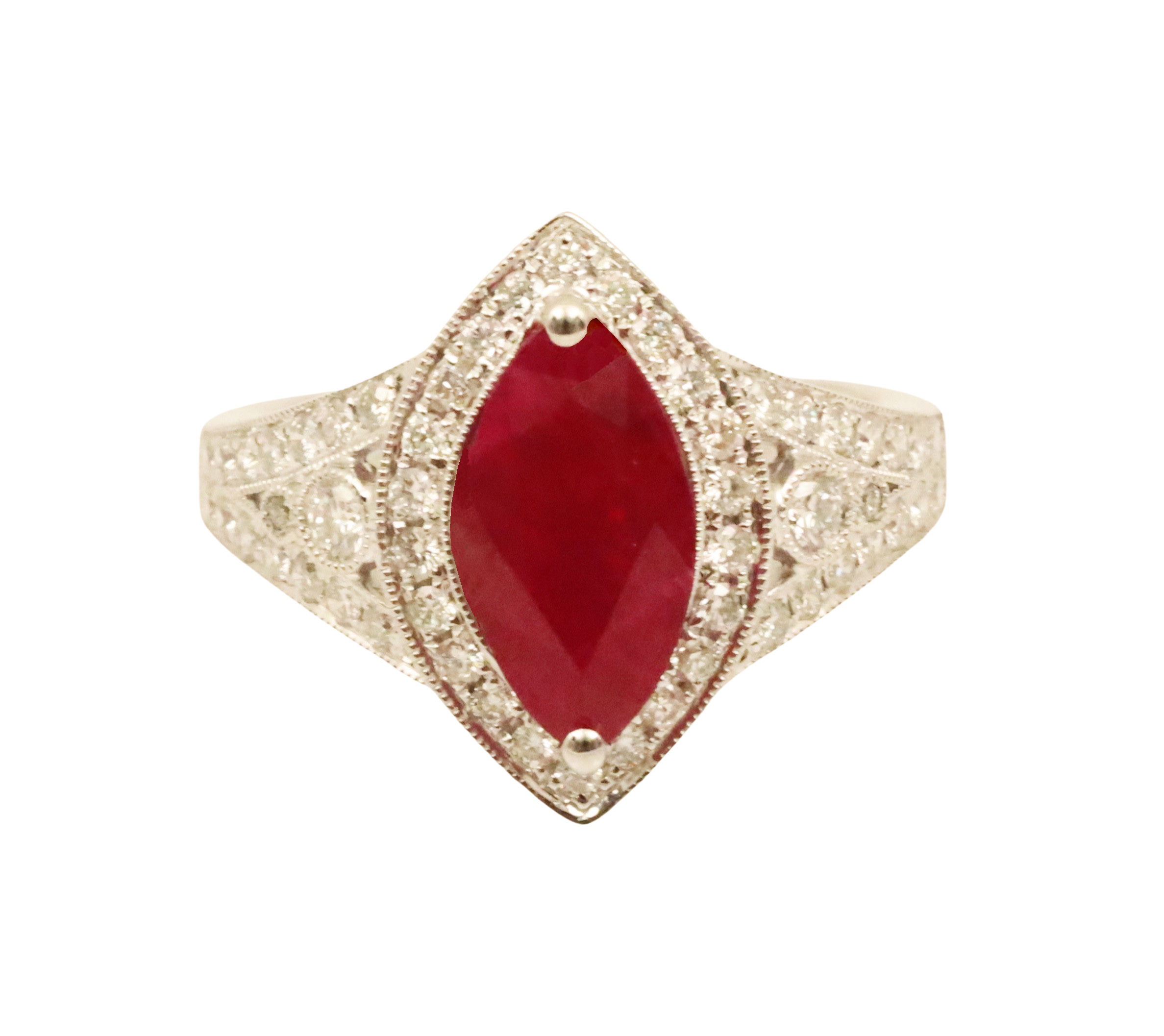 Appraisal: K white gold ruby and diamond ring having carat GIA