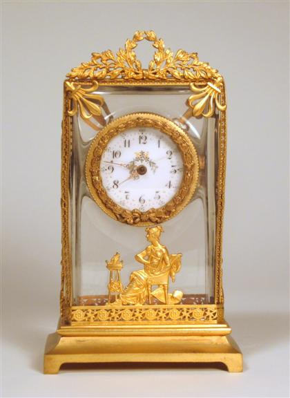 Appraisal: French Empire style gilt metal mounted glass carriage clock early