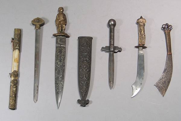 Appraisal: A lot of five small daggers Including a composite example