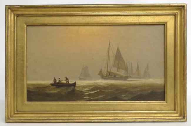 Appraisal: th c oil on canvas seascape by F Nicholson Unsigned