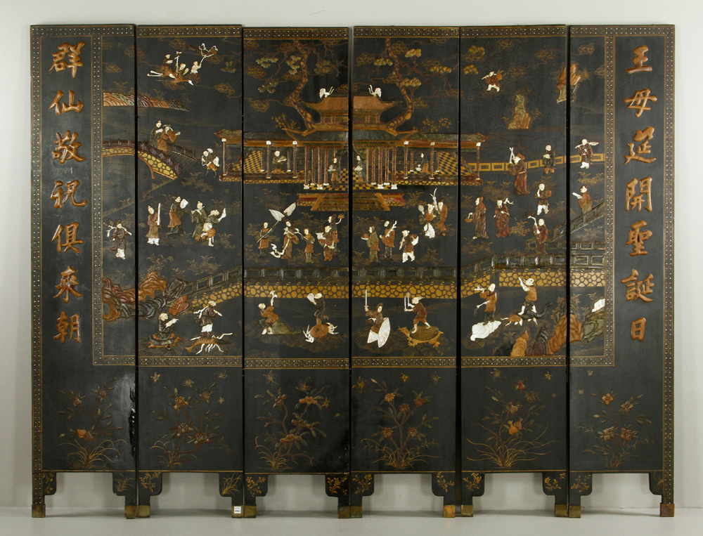 Appraisal: A - Chinese th C Folding Panel Screen Six panel