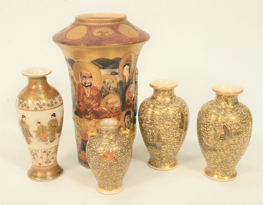 Appraisal: Five Japanese Satsuma Vases to include three small vases having