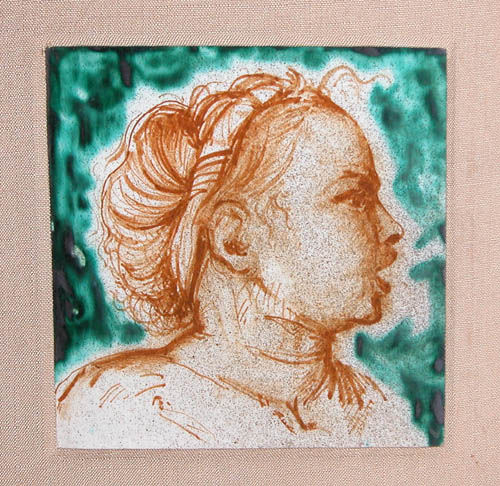 Appraisal: a Nymph b Ceramic Tile Portrait Bust of a Woman