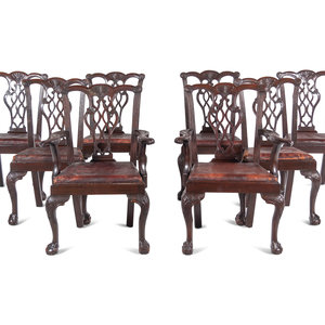 Appraisal: A Set of Eight George III Style Mahogany Dining Chairs