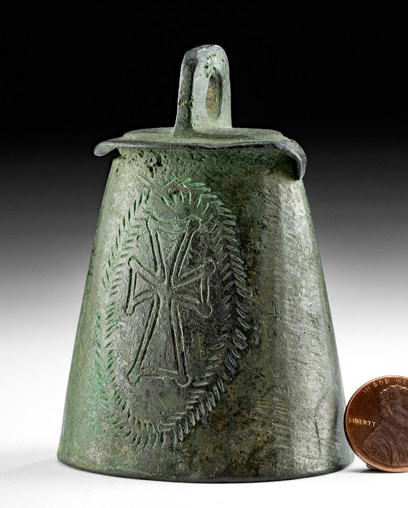 Appraisal: Published th C Byzantine Bronze Bell w Crosses Near East