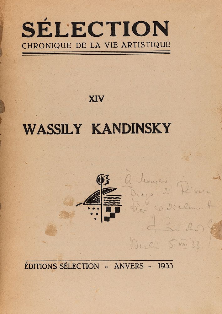 Appraisal: WASSILY KANDINSKY DIEGO RIVERA A RARE AUTOGRAPHED COPY OF CAHIER