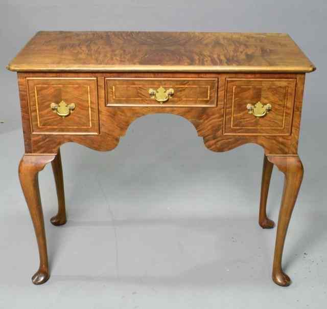 Appraisal: Inlaid Walnut Queen Anne Style ServerRectangular top above three inlaid