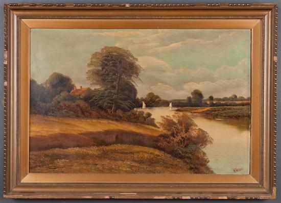 Appraisal: W Haines late th early th century Landscape with Meadow