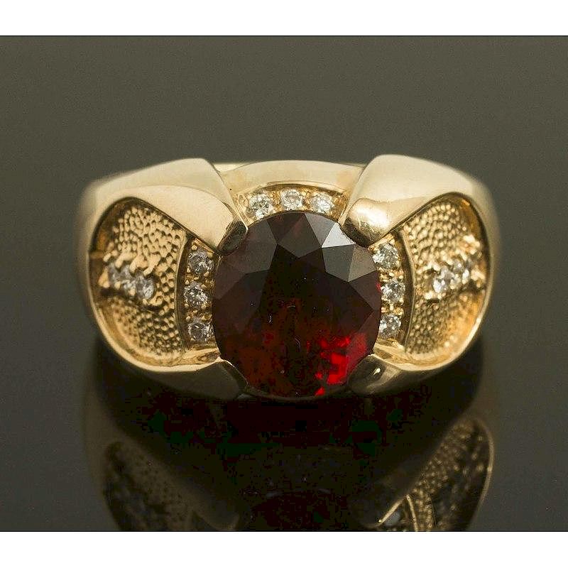 Appraisal: Spessartite Garnet Diamond k Gold Ring k gold ring containing