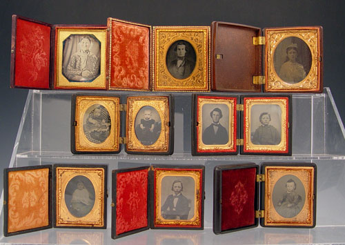 Appraisal: COLLECTION OF AMBROTYPES TINTYPES IN CASES Collection of ambrotypes and