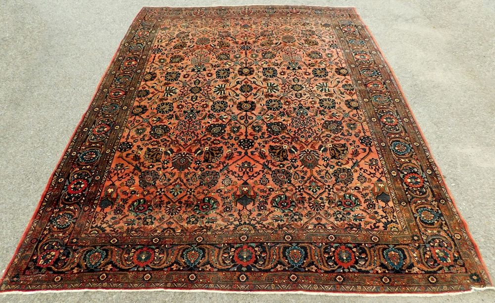 Appraisal: Antique Bidjar Navy Tendril Room Sized Carpet Rug Middle East