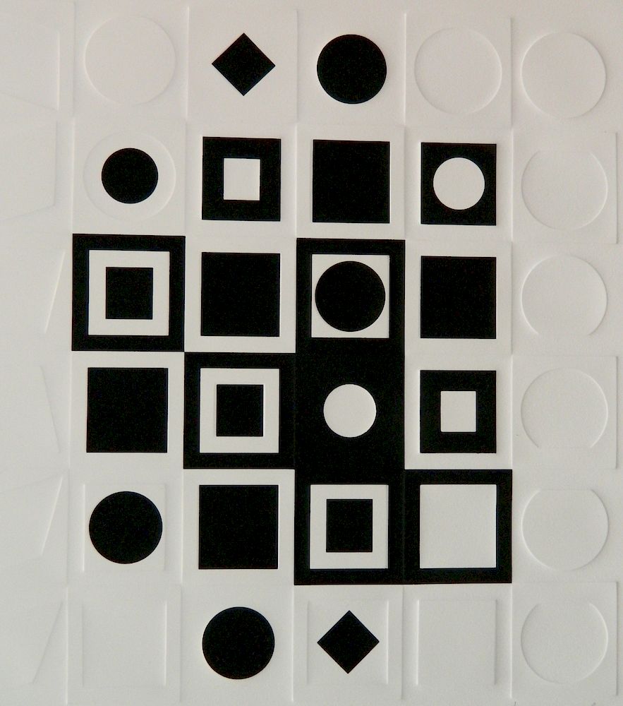 Appraisal: Victor Vasarely serigraph with embossing Victor Vasarely French - -