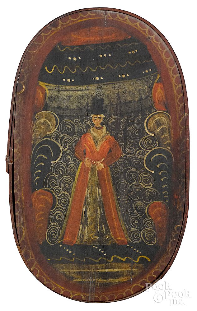 Appraisal: Painted bentwood brides box th c Painted bentwood bride's box