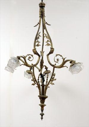 Appraisal: Louis XVI-Style Gilt-Metal Six-Light Electrolier Approx in in diam