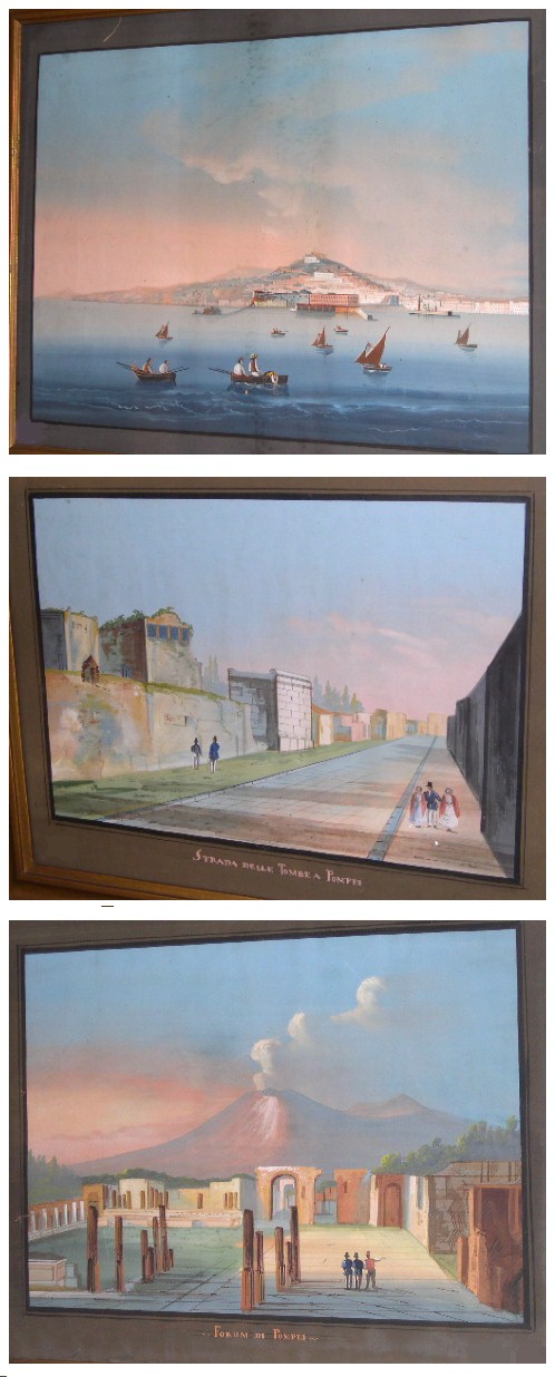 Appraisal: Group of three gouaches c classical scenes of Naples loosely