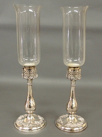 Appraisal: - Pair of silverplate Pairpoint candlesticks with grapevine decoration and