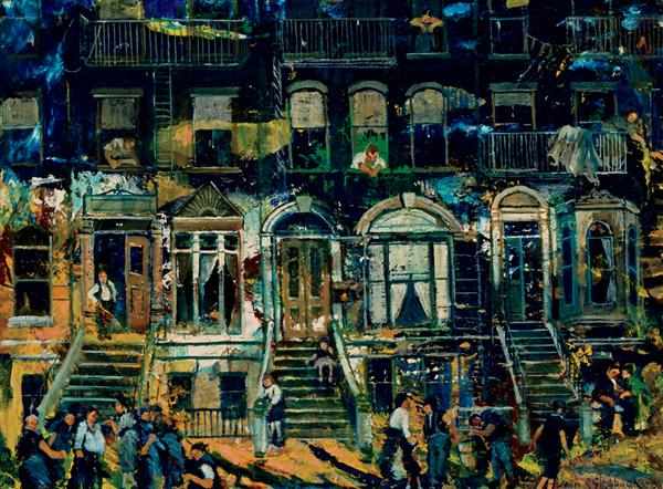 Appraisal: JOHN GRABACH American - ''Tenements'' oil on panel signed lower