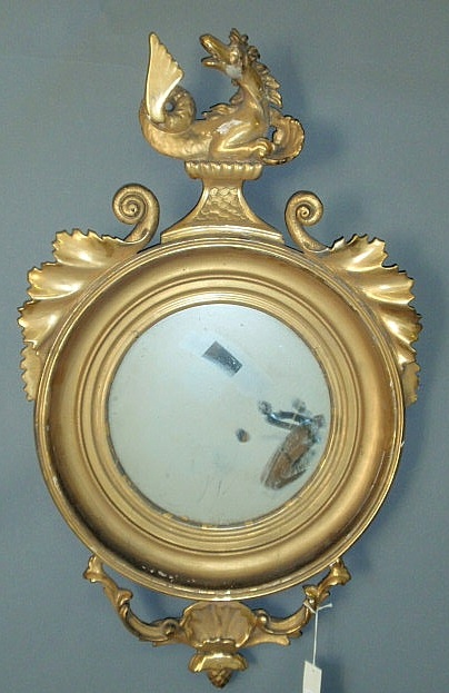 Appraisal: Gilt girandole mirror th c with a dragon finial h