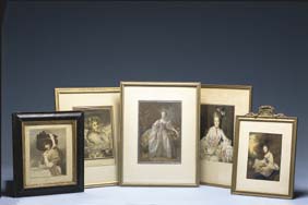 Appraisal: FIVE FRAMED ENGRAVINGS AND PRINTS Group of five various French