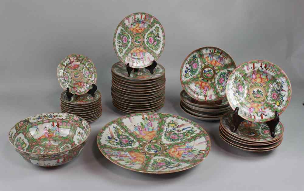 Appraisal: GROUP OF CHINESE FAMILLE ROSE MEDALLION DINNERWARES including circular charger