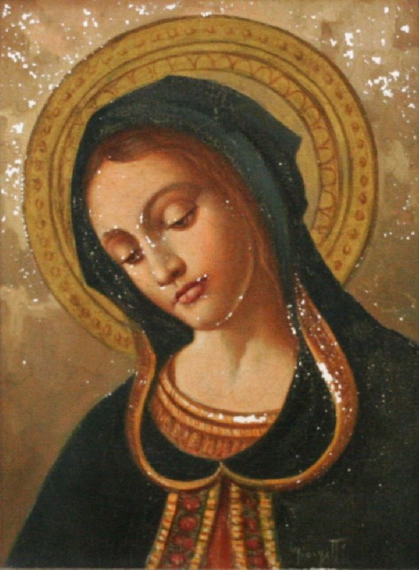 Appraisal: Framed oil painting of Madonna on canvas