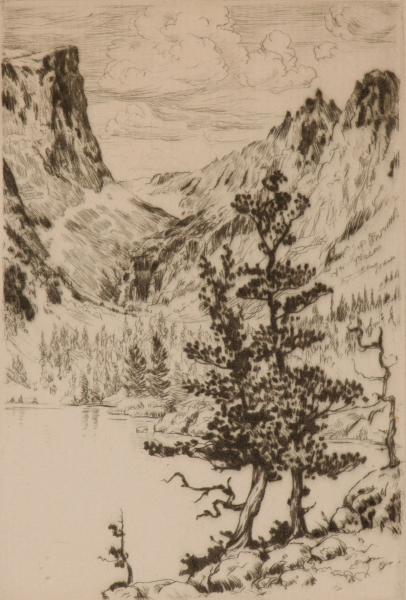 Appraisal: LYMAN BYXBE - PENCIL SIGNED ETCHINGLyman Byxbe - Dream Lake