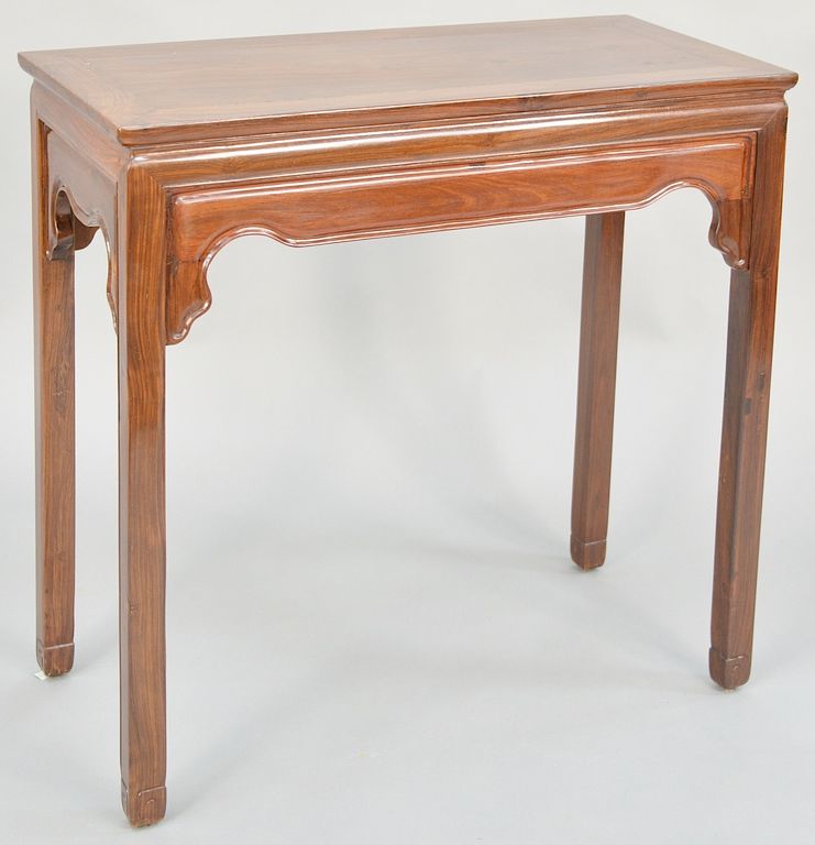 Appraisal: Hardwood rectangular side table China th th century in simple