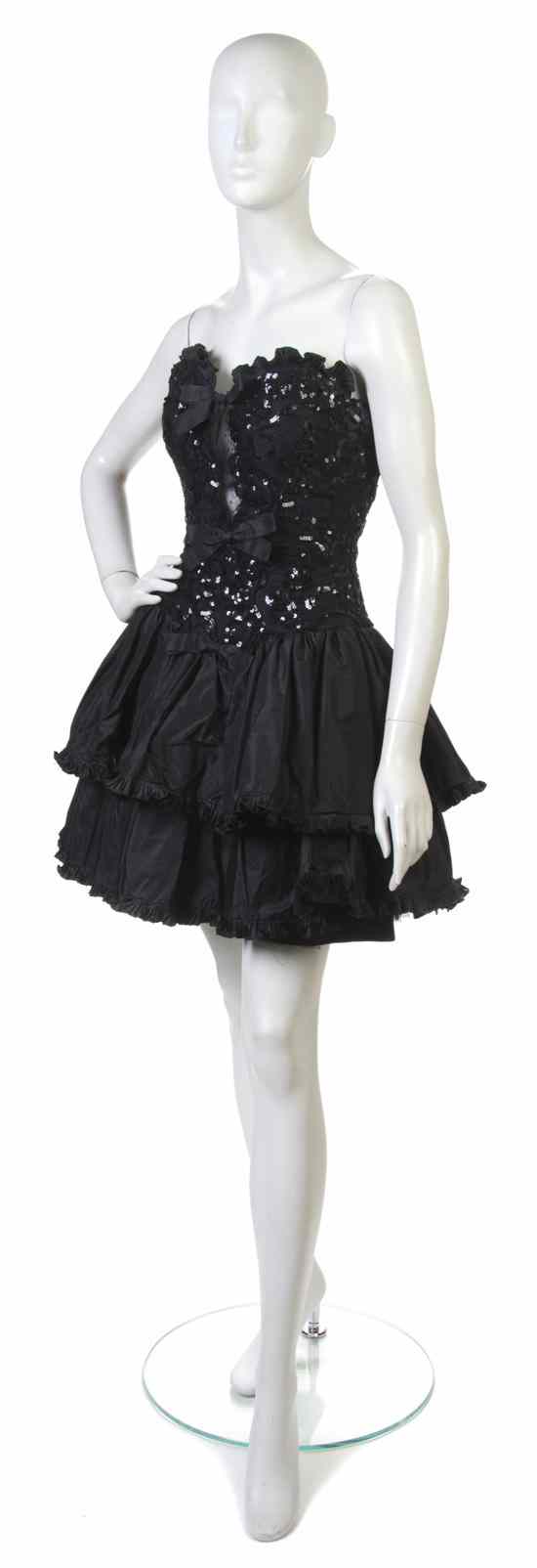 Appraisal: A Bellville Sassoon Black Taffeta and Sequin 'Can-Can' Dress Labeled