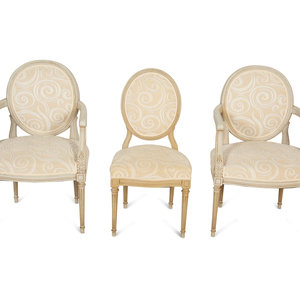 Appraisal: A Pair of Louis XVI Style Oval Back Painted Fauteuils