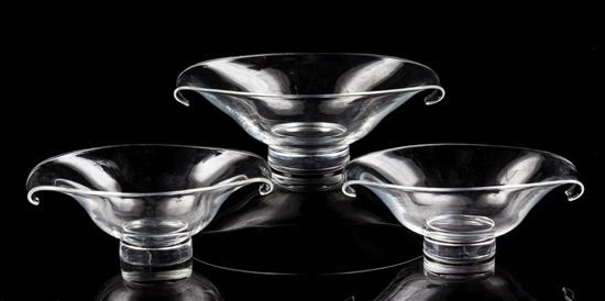 Appraisal: Sale Lot A Set of Three Steuben Glass Bowls each