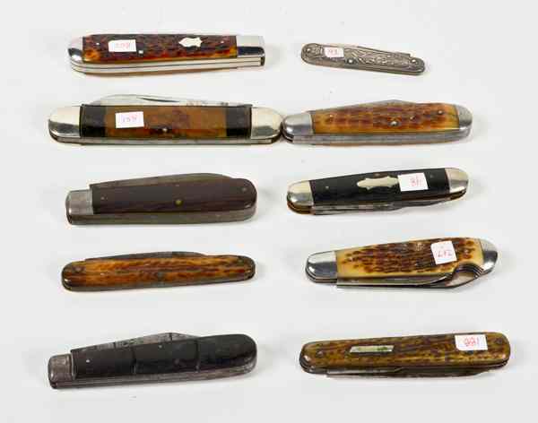 Appraisal: Antique Pocket Knives Lot of Ten Assorted lot includes mfg