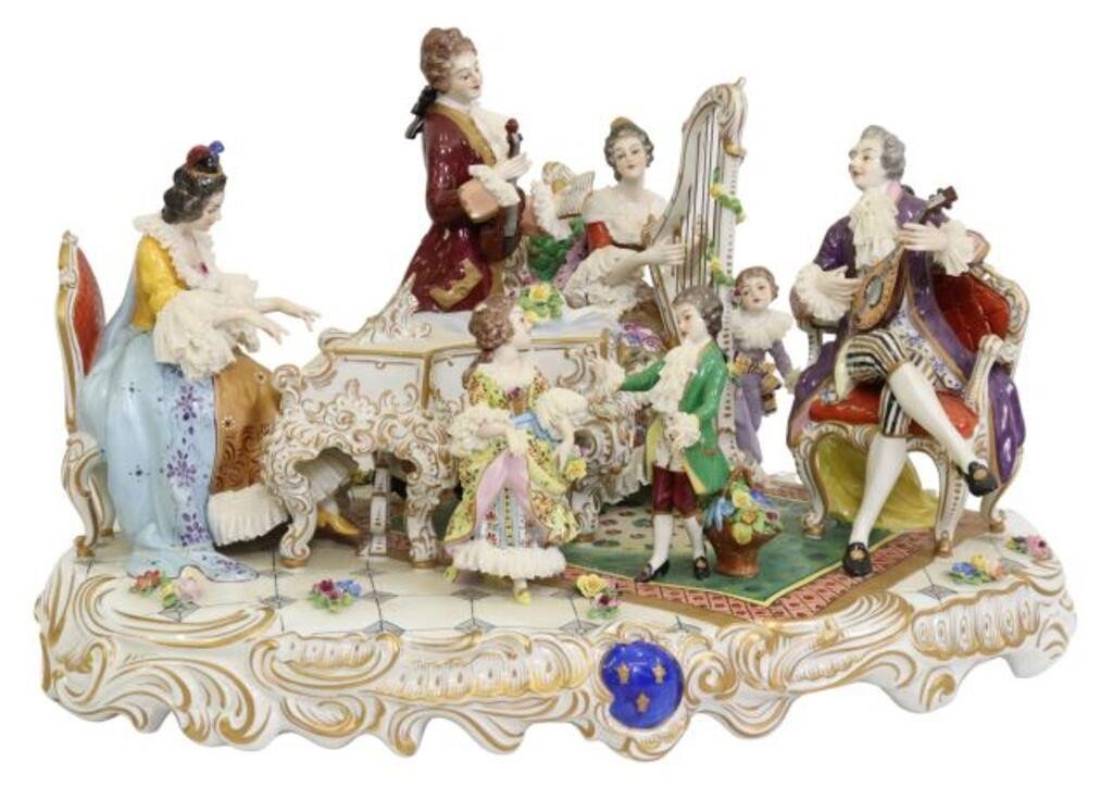 Appraisal: Large German Dresden lace porcelain figural group The Concert Volkstedt