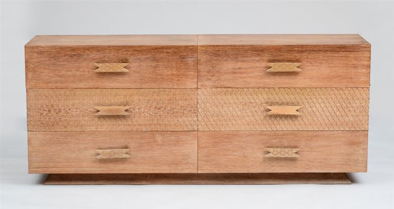 Appraisal: ERNST SCHWADRON ATTRIBUTION TWO-PART CHEST OF DRAWERS Cerused oak x