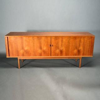 Appraisal: Danish Sideboard Glass Front Cabinet Danish Sideboard With Tambor Doors