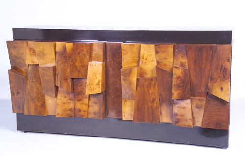 Appraisal: PAUL EVANS Faceted buffet c with burlwood veneer to sides