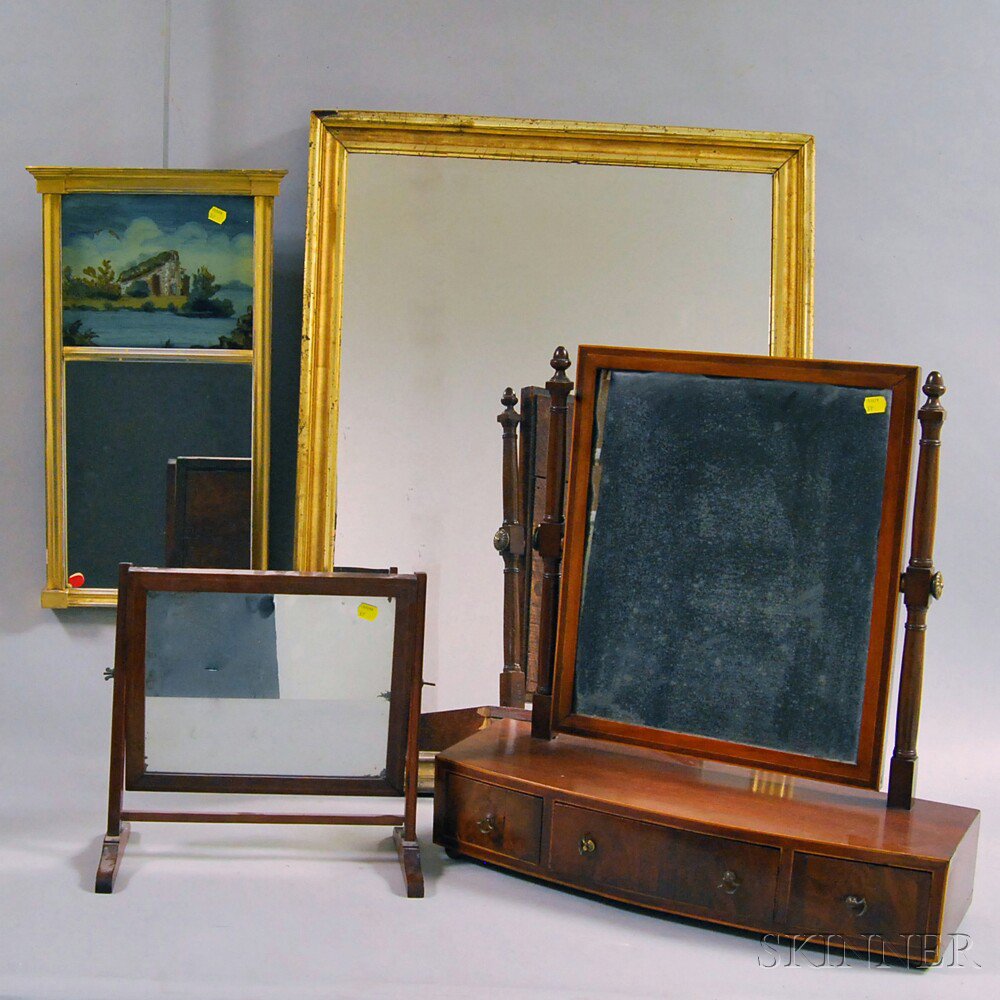 Appraisal: Four Mirrors two Federal inlaid mahogany dressing mirrors one with